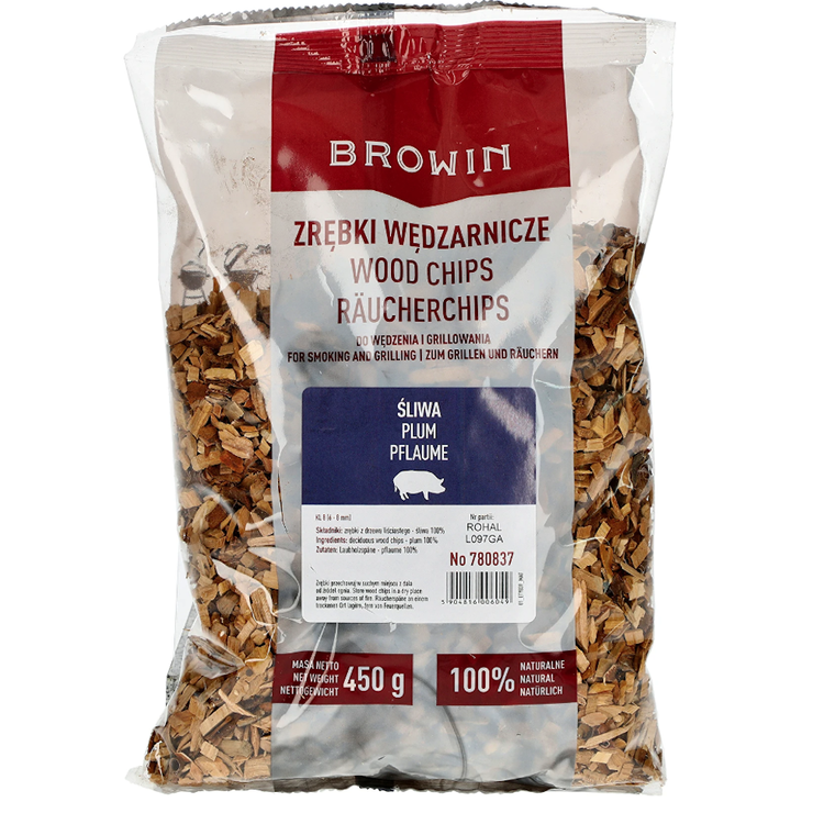 Wood chips for smoking/grilling, plum, 450 g, class 8
