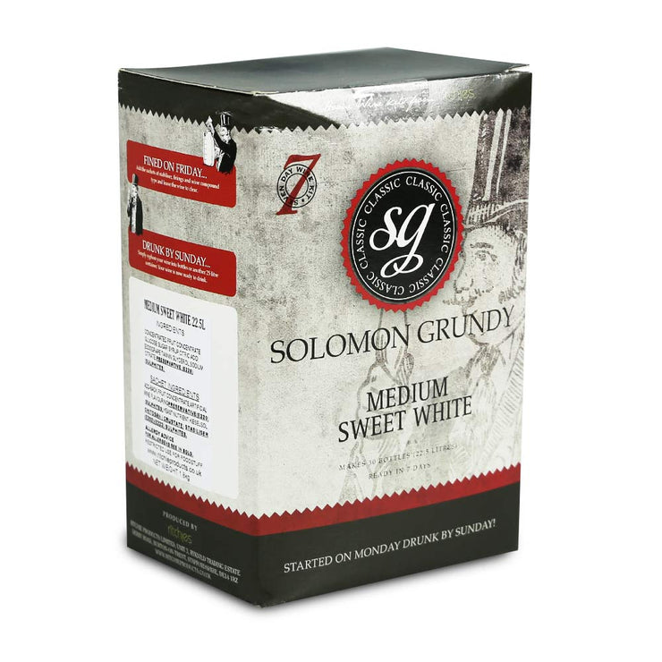SG Wines Classic 30 Bottle 7 Day White Wine Kit - Medium Sweet White
