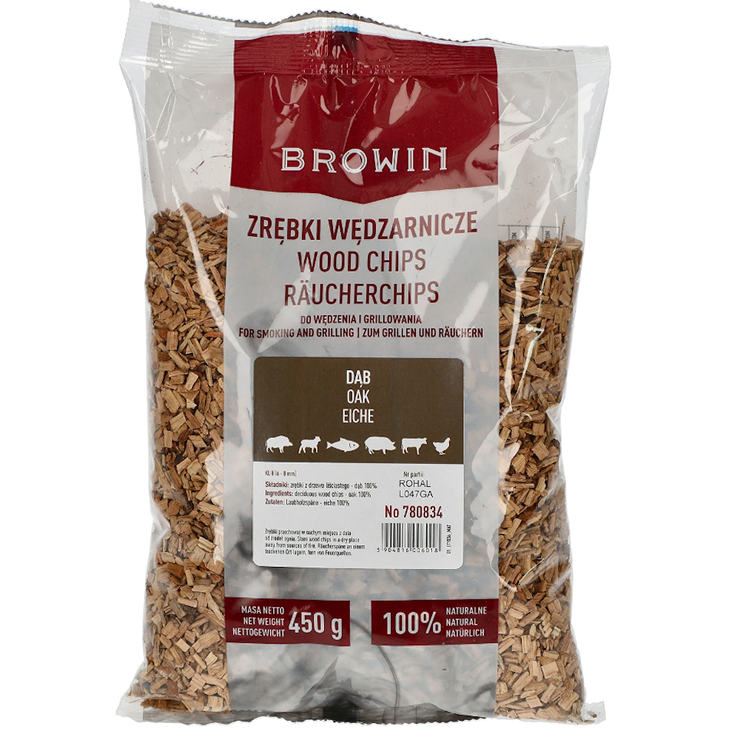 Wood chips for smoking/grilling, oak, 450 g, class 8