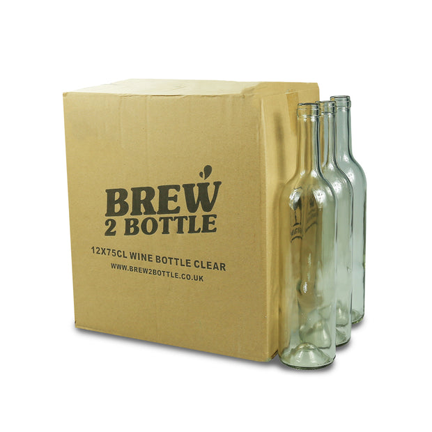 12 x 75cl Brew2Bottle Clear Glass Wine Bottle