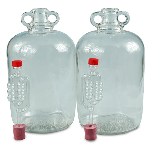 2 x 5ltr Glass Demijohns With Bungs & Airlocks