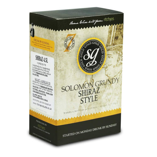Solomon Grundy Gold 6 Bottle 7 Day Red Wine Kit - Shiraz