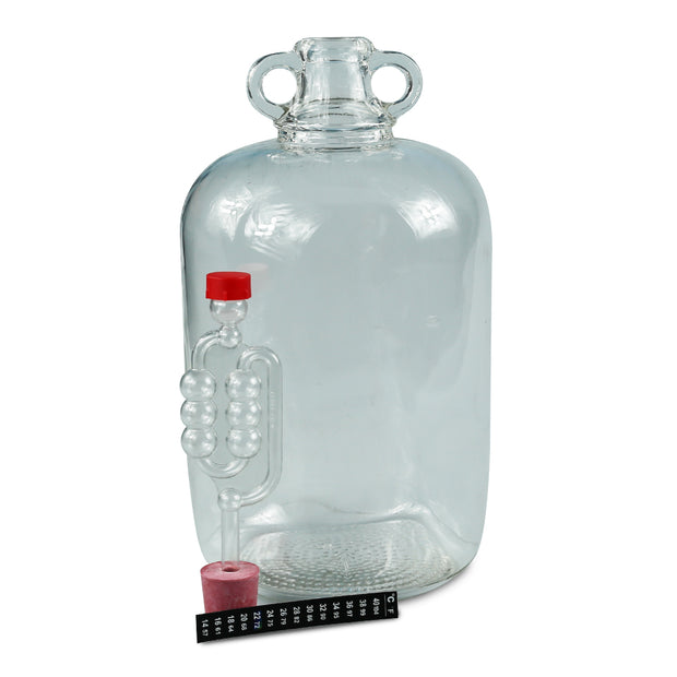 1 x 5ltr Glass Demijohn With Bungs, Airlocks & LCD Thermometers