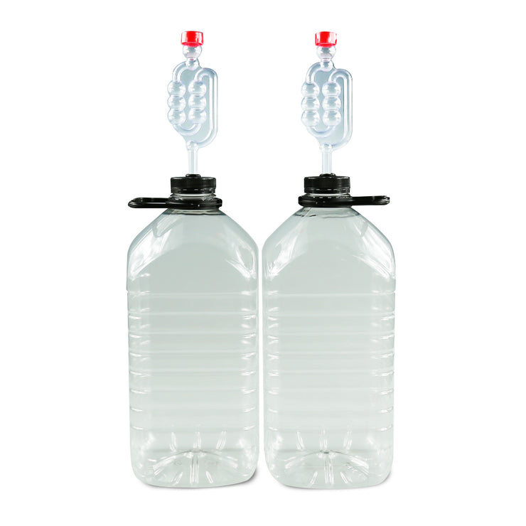 Pair of 5 Litre PET Demi-Johns with Caps, Grommets and Airlocks - Brew2Bottle Home Brew