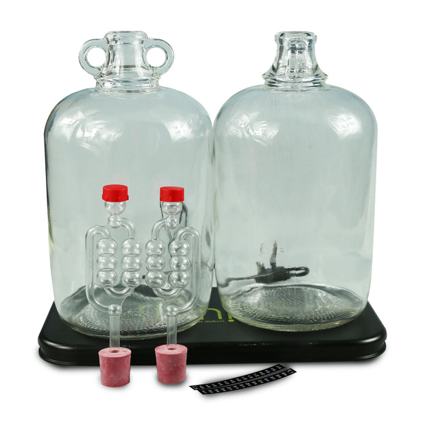 2 x 5ltr Glass Demijohns With 2 Demi Heat Pad, Bungs, Airlocks & LCD Thermometers
